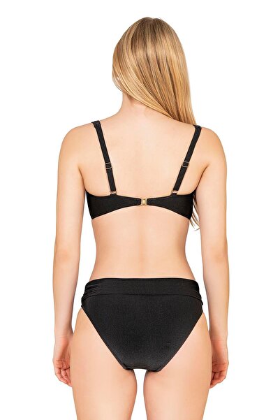 Endeep Kadın Toparlayıcı Bağlama Detaylı Siyah Bikini Takımı