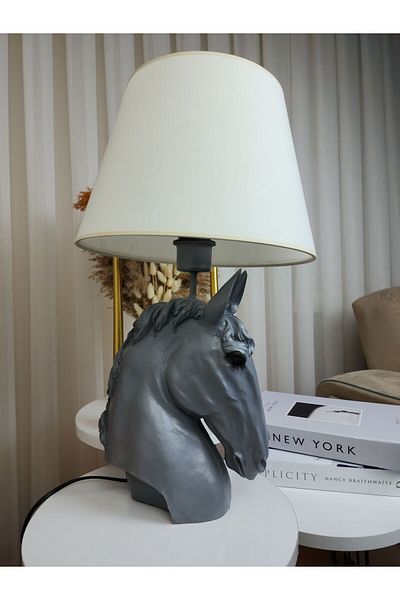 Artceal Decorative Gray Horse Figured White Hat Lampshade Trinket