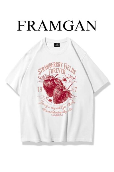 Framgan Kadın StrawBerry Baskılı Oversize T-Shirt