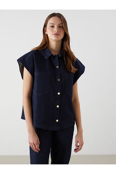 LC Waikiki Natuvera Shirt Collar Women's Jean Vest