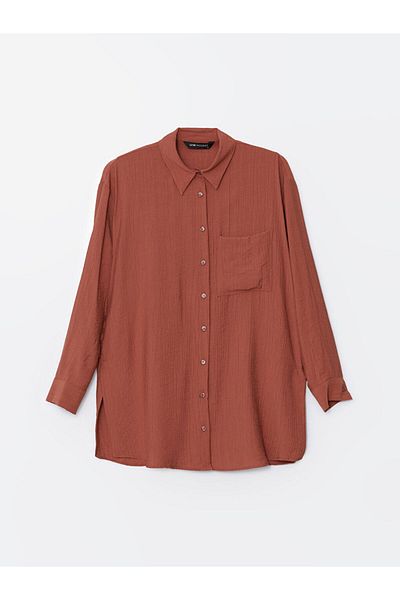 LC Waikiki Lcw Textured Oversize Krinkle Women's Shirt Tunic Fast Fashion