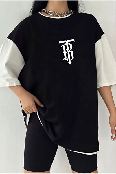 Tarzsokak تيشيرت للجنسين مطبوع عليه TB مزدوج اللون