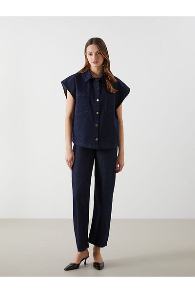 LC Waikiki Natuvera Shirt Collar Women's Jean Vest