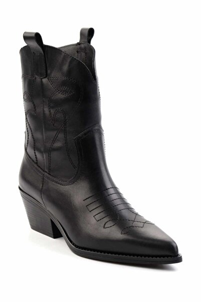 Bambi Siyah Hakiki Deri Kadın Bot & Bootie K02415017503