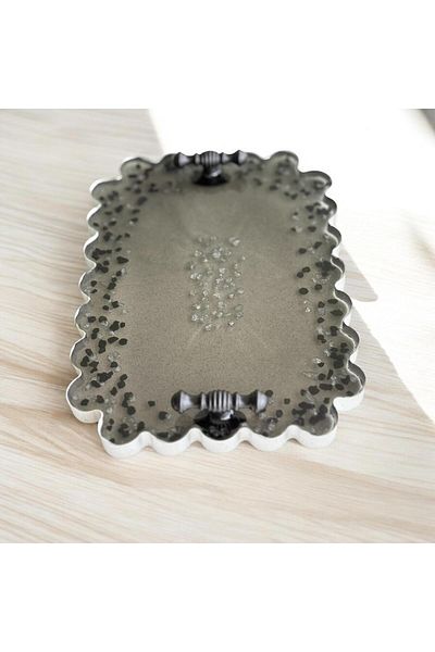 Home Epoxy Resin Jewelry Tray - Black with Silver Stones - Width 14 X 19 cm