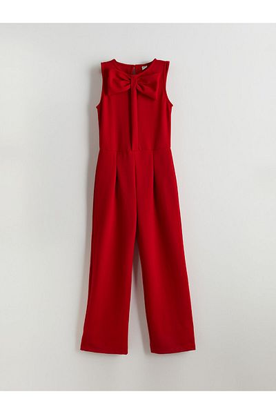 LC Waikiki Lcw Kids Bow Detailed Pleated Girl's Jumpsuit