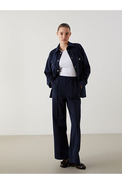LC Waikiki Pantaloni de damă cu dungi cu talie elastică