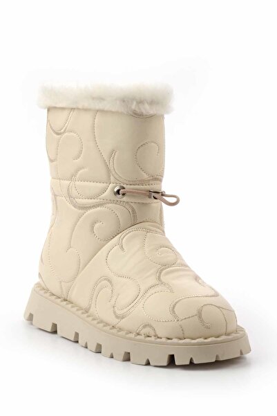 Bambi Bej Hakiki Deri Kadın Bot & Bootie K02410060203