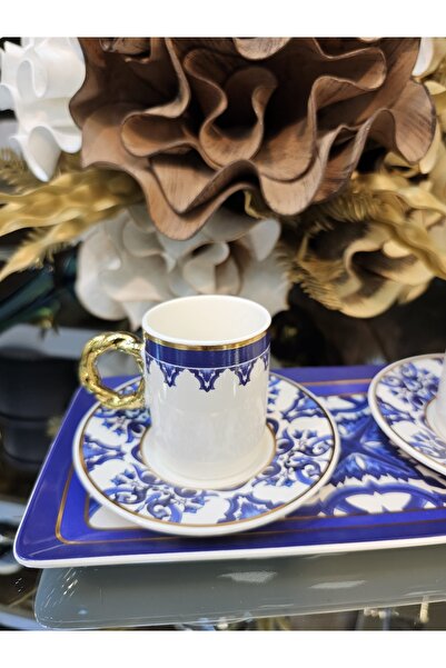 TURAB 2 Kişilik Tabaklı Şık Kahve Fincan Takımı 90 ML