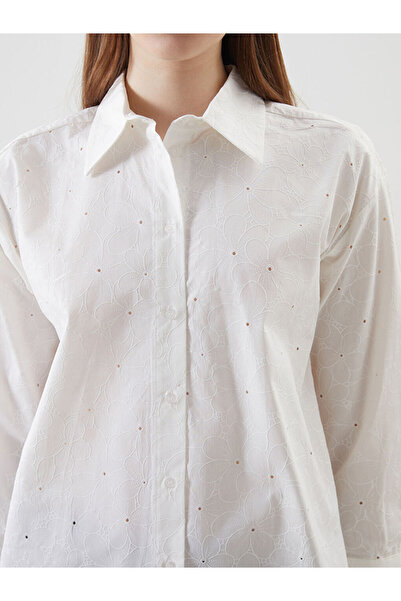 LC Waikiki Lcw Modest Floral Oversize Poplin Women's Shirt Tunic