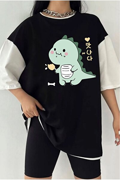 Tarzsokak Tricou unisex cu imprimeu Dino dublu culoare