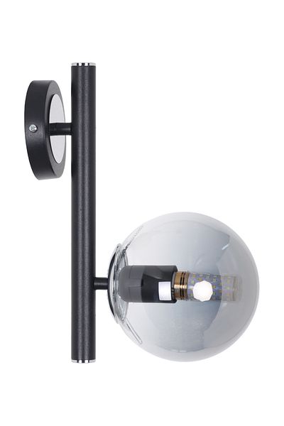 MŞ Aydınlatma Libra Black Chrome Smoked Glass Sconce