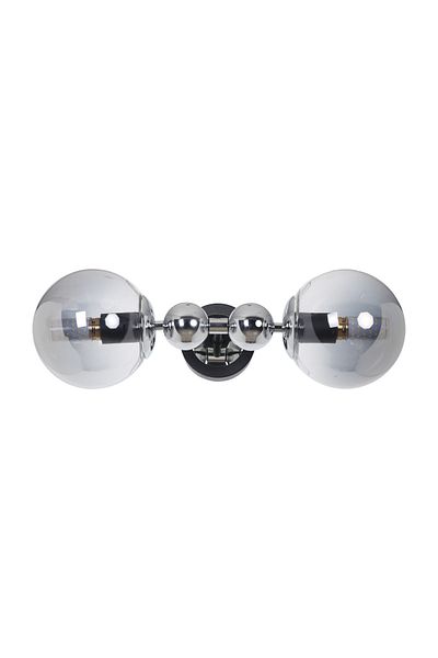 MŞ Aydınlatma Misket Black Chrome 2 Sconce with Smoked Glass