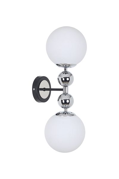 MŞ Aydınlatma Marble Black Chrome 2 White Glass Sconce
