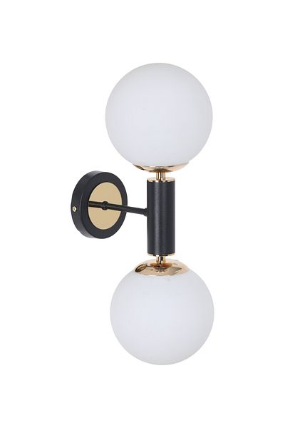 MŞ Aydınlatma Hector Black Gold 2 White Glass Sconce