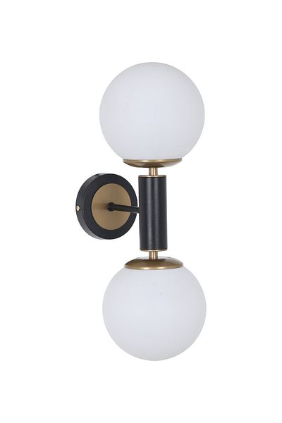 MŞ Aydınlatma Hector Black Antique 2 White Glass Sconce
