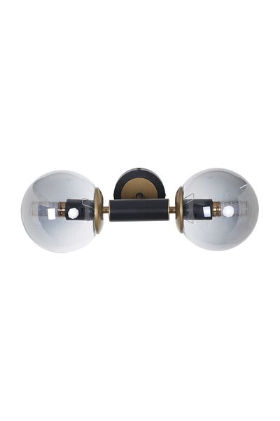MŞ Aydınlatma Hector Black Antique 2 Smoked Glass Sconce