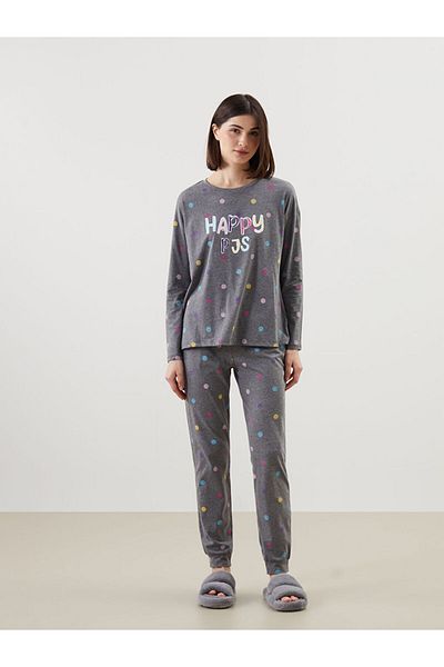 LC Waikiki Lcw Crew Neck Printed Women's Pajama Set Fast Fashion