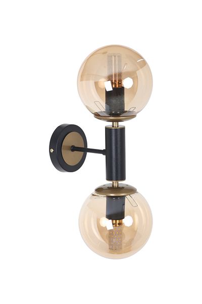 MŞ Aydınlatma Hector Black Antique 2 Honey Glass Sconce