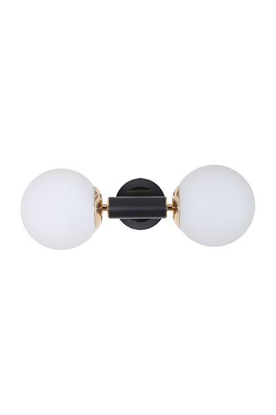 MŞ Aydınlatma Hector Black Gold 2 White Glass Sconce