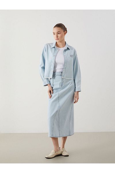 LC Waikiki Lcw Women's Jean Skirt with Belt Fast Fashion