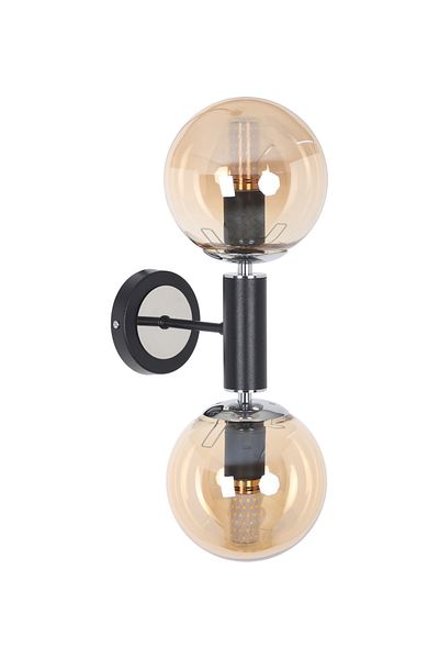 MŞ Aydınlatma Hector Black Chrome 2 Honey Glass Sconce