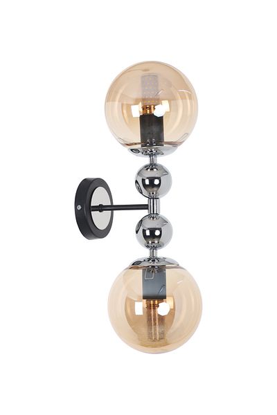 MŞ Aydınlatma Misket Black Chrome 2 Honey Glass Sconce