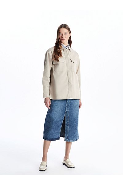 LC Waikiki Γυναικείο πουκάμισο LCWAIKIKI Classic Stone Oversize