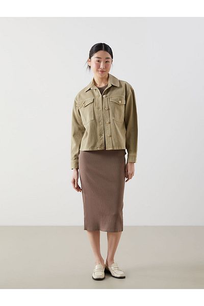 LC Waikiki Lcw Shirt Collar Oversize Women's Jacket Fast Fashion