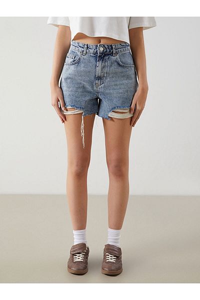 LC Waikiki Pantaloni scurti de jeans pentru femei XSIDE cu talie înaltă