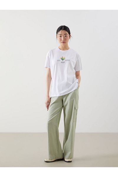 LC Waikiki Tricou pentru femei cu imprimeu Claude Monet de sezon nou - S5EQ64Z8