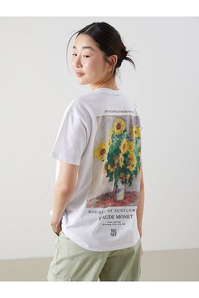 LC Waikiki Tricou pentru femei cu imprimeu Claude Monet de sezon nou - S5EQ64Z8