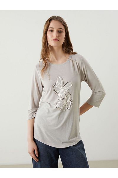 LC Waikiki Γυναικεία μπλούζα Crew Neck με παγιέτες
