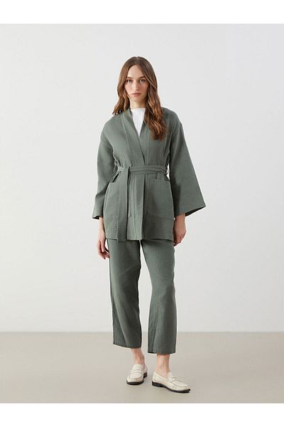 LC Waikiki Lcw Shawl Collar Oversize Muslin Women's Kimono Fast Fashion