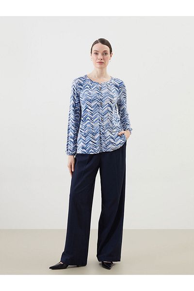 LC Waikiki LCW Grace Damenbluse mit Rundhalsausschnitt und Muster