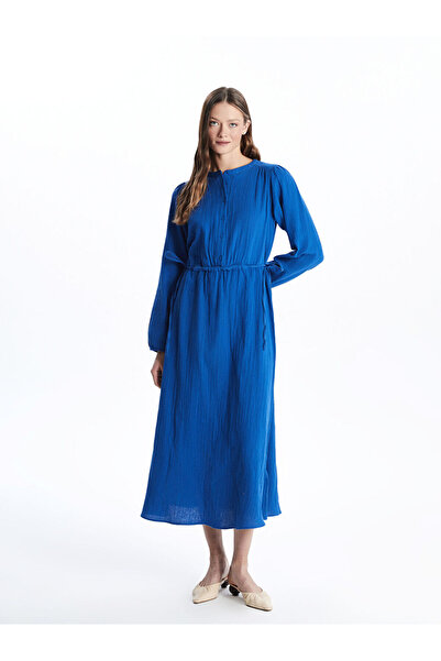 LC Waikiki New season blue collared muslin dress from gulis gi̇yi̇m
