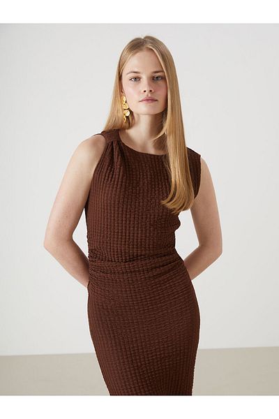 LC Waikiki Lcw Crew Neck Textured Women's Dress Fast Fashion