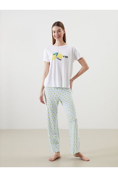 LC Waikiki New Season Crew Neck Printed Women's Pajama Set - S5Ep13Z8