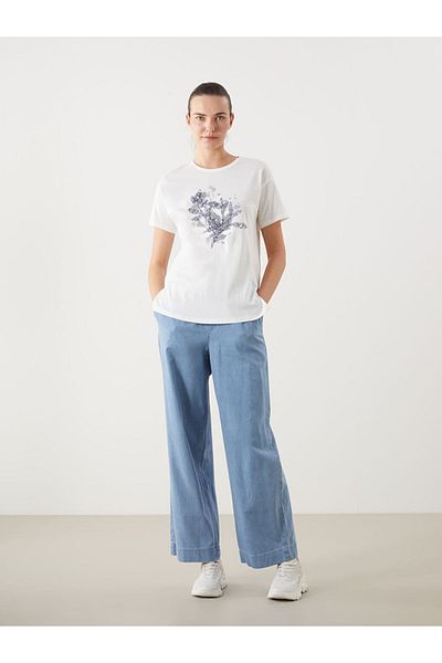 LC Waikiki Ecru Crew Neck Floral Women's T-Shirt