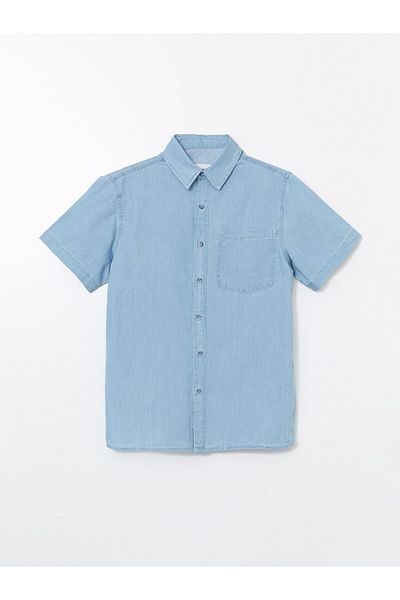 LC Waikiki Cămașă de jeans pentru bărbați cu mânecă scurtă, cu croiala normală