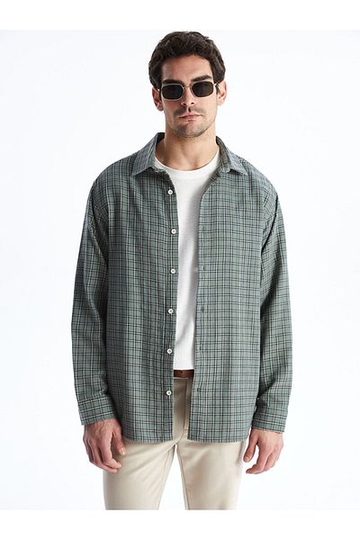 LC Waikiki Ανδρικό μακρυμάνικο καρό πουκάμισο LCW Vision Comfortable Fit