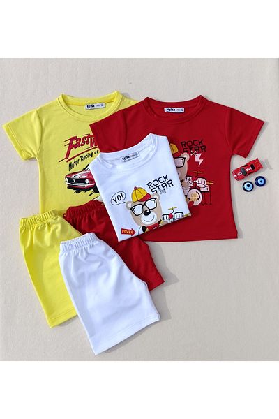 siyalife Boy's 3-Piece T-Shirt and Shorts Set