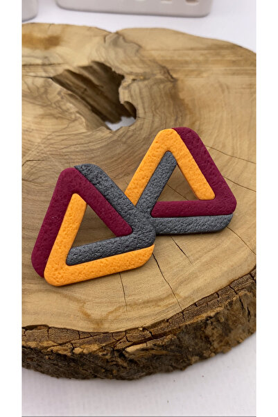 nalanca Silikon Çivili Çok Renkli  Üçgen Tarz Ultra Hafif Polimer Küpe