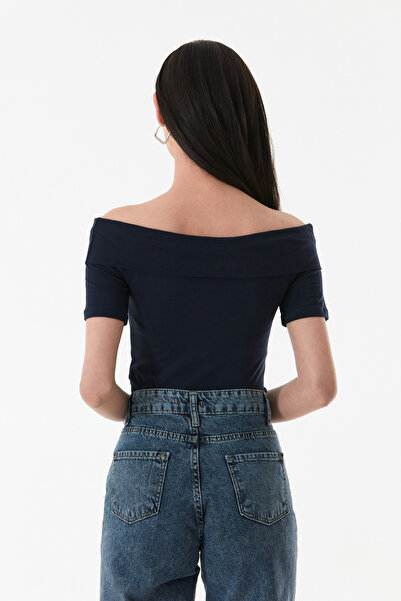 Fulla Moda Basic Madonna Collar Blouse