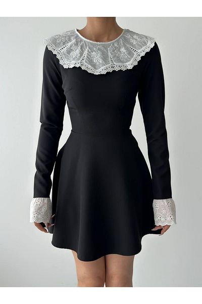 İpeksi Silky Nord Lace Collar Sleeve Dress
