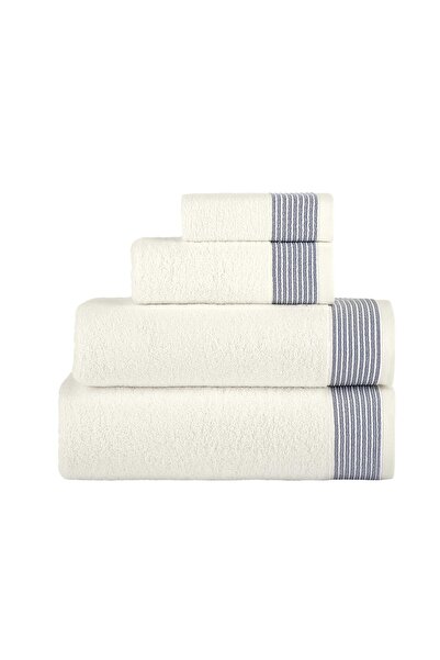 CASA LUSSO منشفة يد منقوشة بخطوط مقاس 30×50 سم، عبوة من 3 قطع