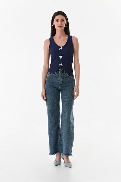 Fulla Moda Ribbed Bow Detailed Bodysuit