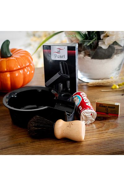 Pearl Shaving Flyhead Silver Classic Shaving Set, Complete Starter for Casual Shaving, Suitable for Groom's Bundle