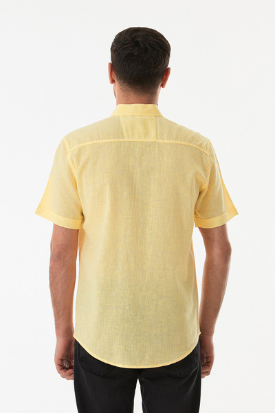 Fulla Moda Basic Short Sleeve Linen Shirt