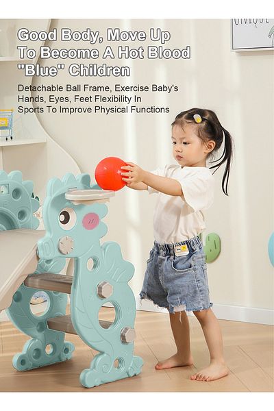 Ma Baby Kids Slide Indoor and Outdoor Home Small Playground Toys with Ball Frame Basketball